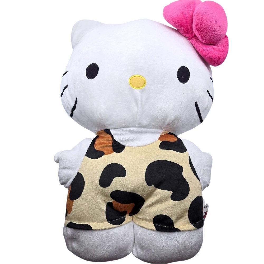 Sanrio Hello Kitty 19" Large Plush Cuddle Pillow Buddy Leopard Print Pink Bow